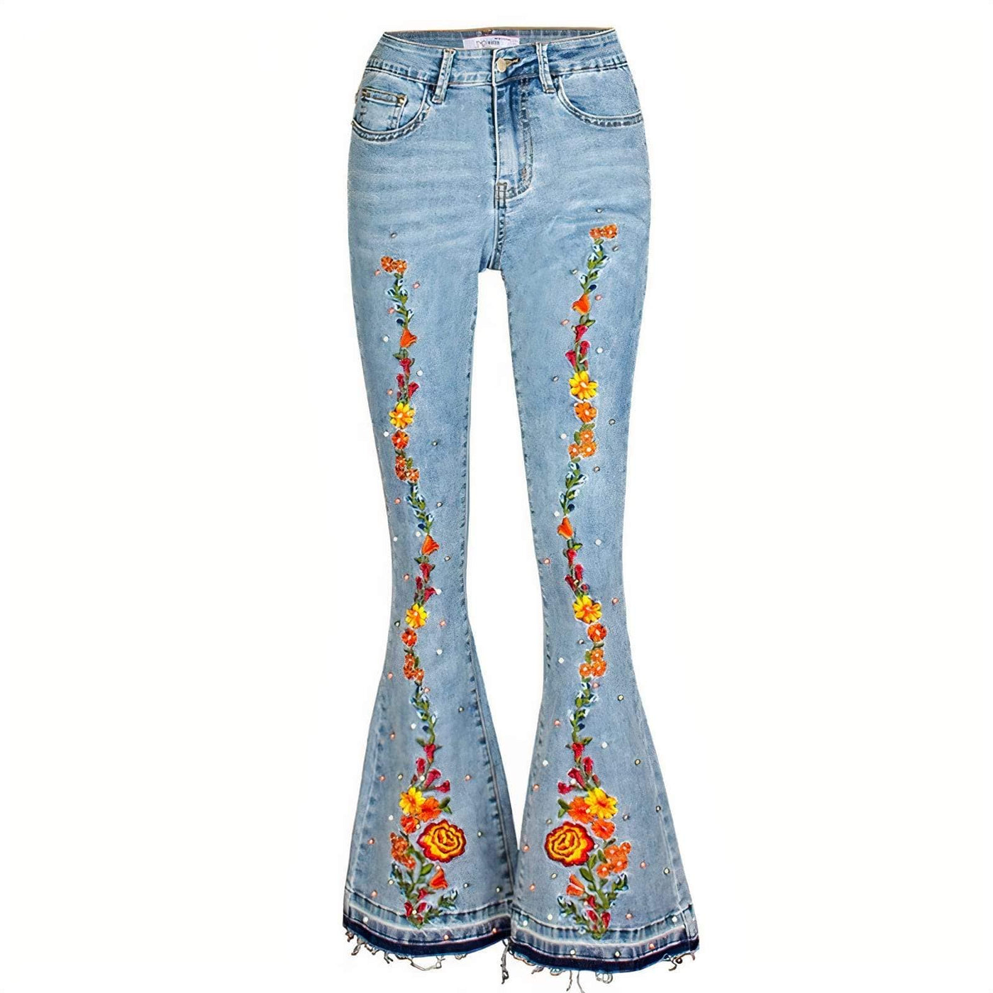 WickedAF Floral Embroidery Flare Jeans