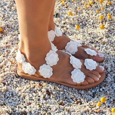 Floral Flat Sandals - wickedafstore