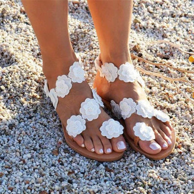 Floral Flat Sandals - wickedafstore