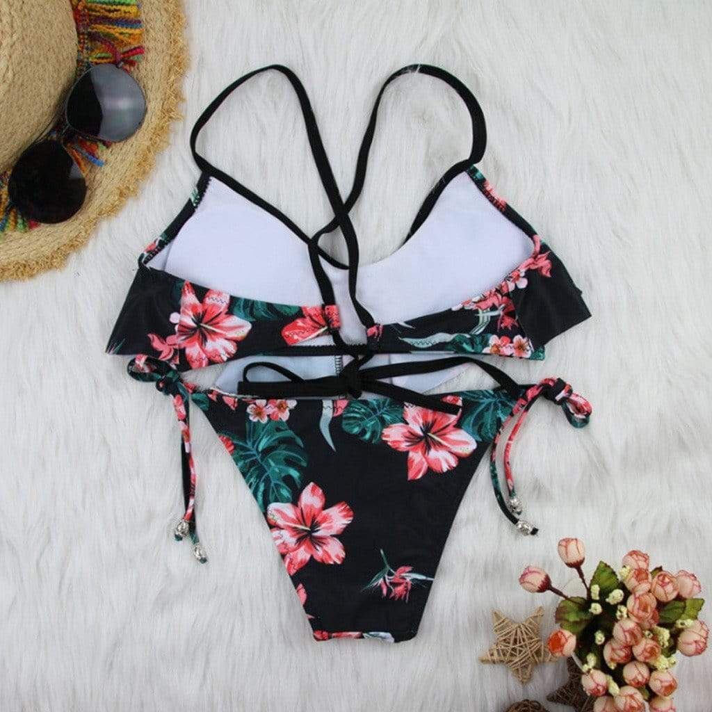 Flounce Hibiscus Bikini Set