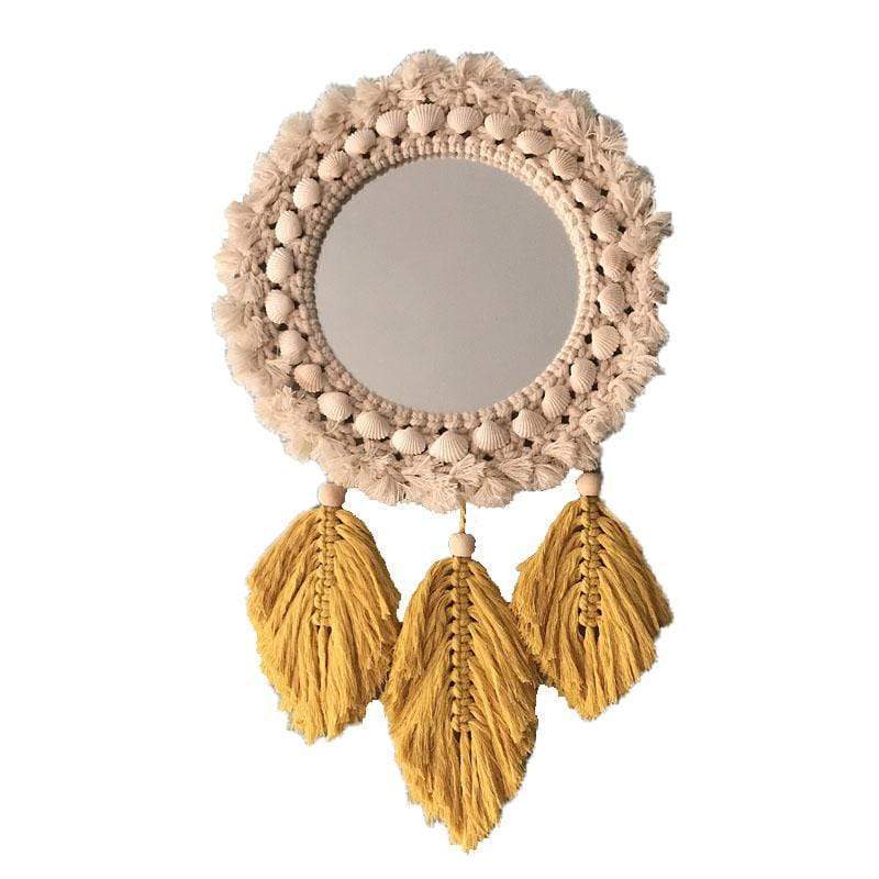 Fringed Feather Round Wall Mirror - wickedafstore