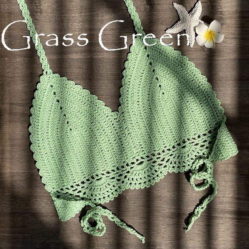 WickedAF Grass Green / S Brunilda Boho Bikini Top