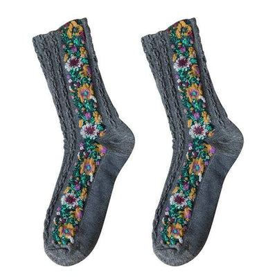 WickedAF Gray Aviella Floral Warm Socks