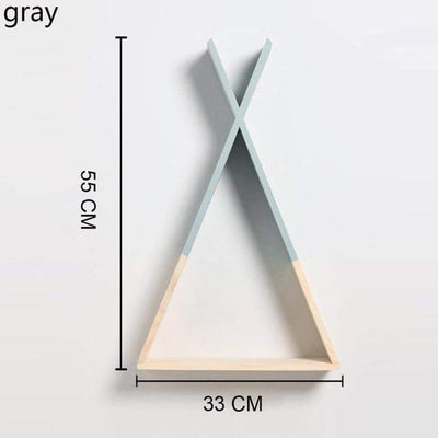 Color Dipped Wooden Triangle Wall Shelf