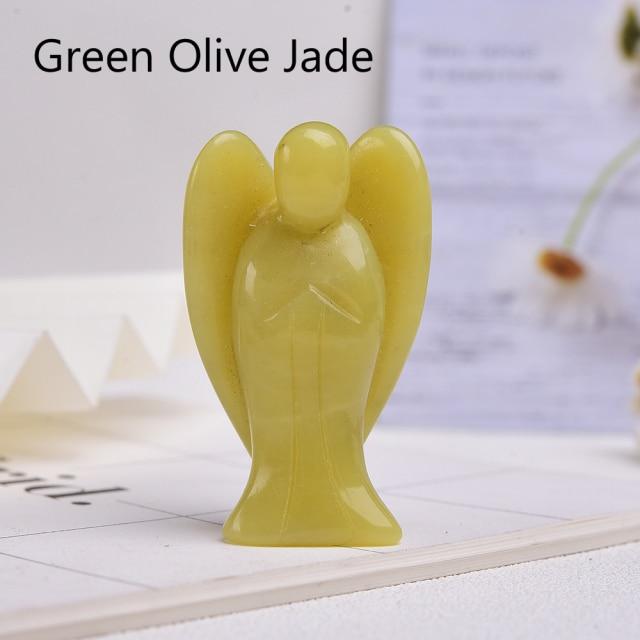 WickedAF Green olive jade / 5cm/2" Guardian Angel Crystal Figurine