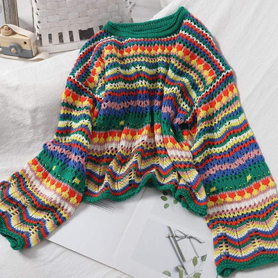 WickedAF Green / One Size Harmony Multicolor Sweater