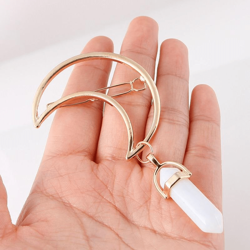 Crescent Moon Crystal Hairpin