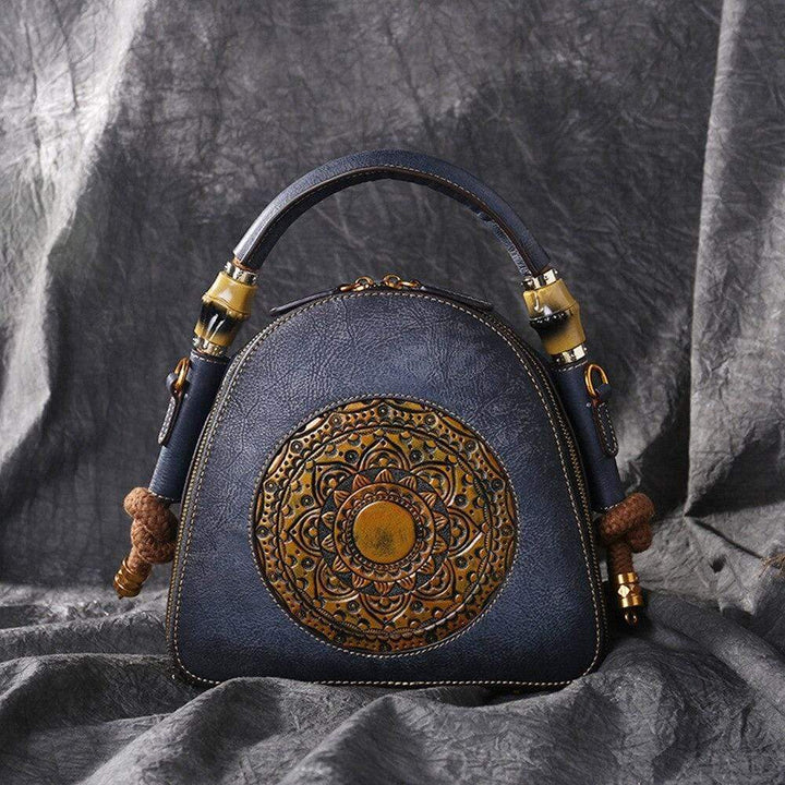 Leather Art Jewelryバッグ Ivory Vintage 90s Bag, Abstract Suture of Leather Pieces