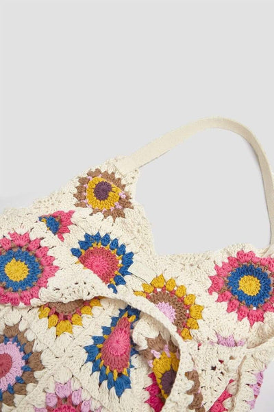 WickedAF Knitted Floral Tote Bag