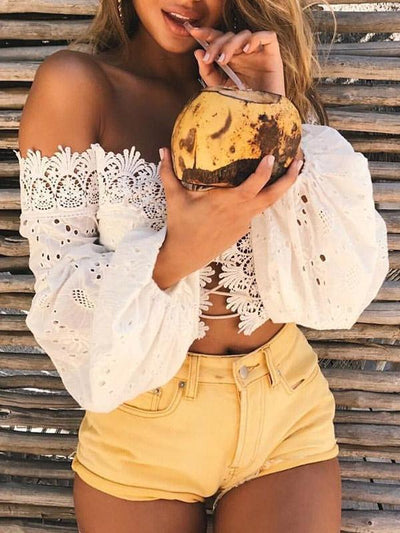 Lace Off Shoulder Crop Top