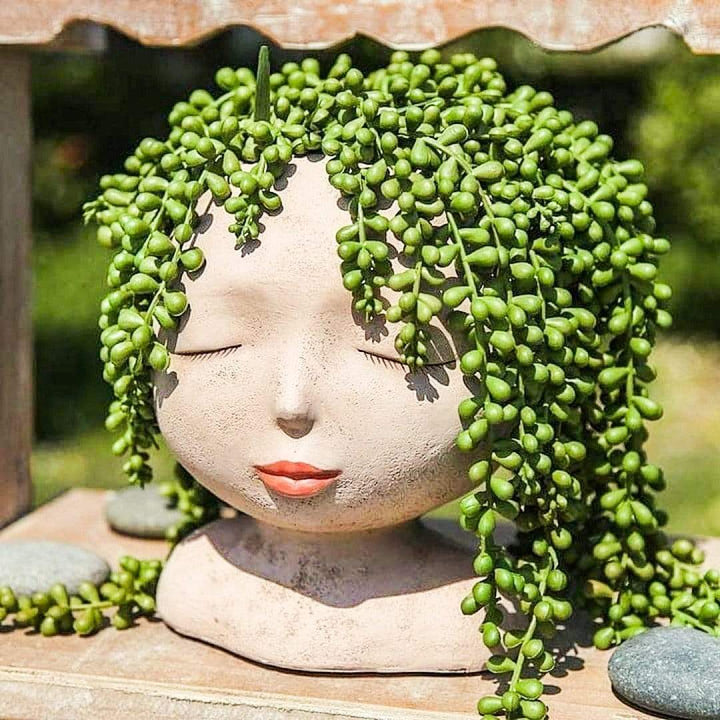lady head pot planter Lady Of The Flowers Head Planter