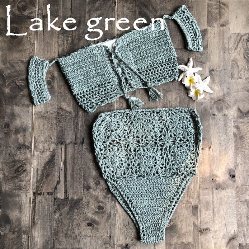 WickedAF Lake Green / S Sheena Knitted Bikini Set