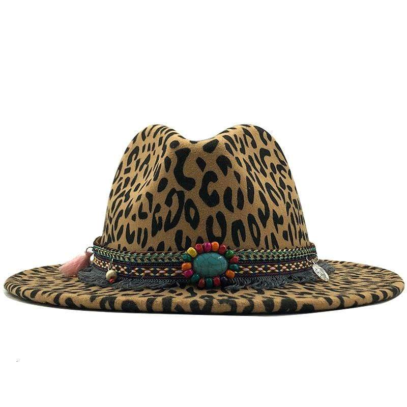 WickedAF Light brown / 56-58cm/22"-22.9" Leopard Print Jazz Hat