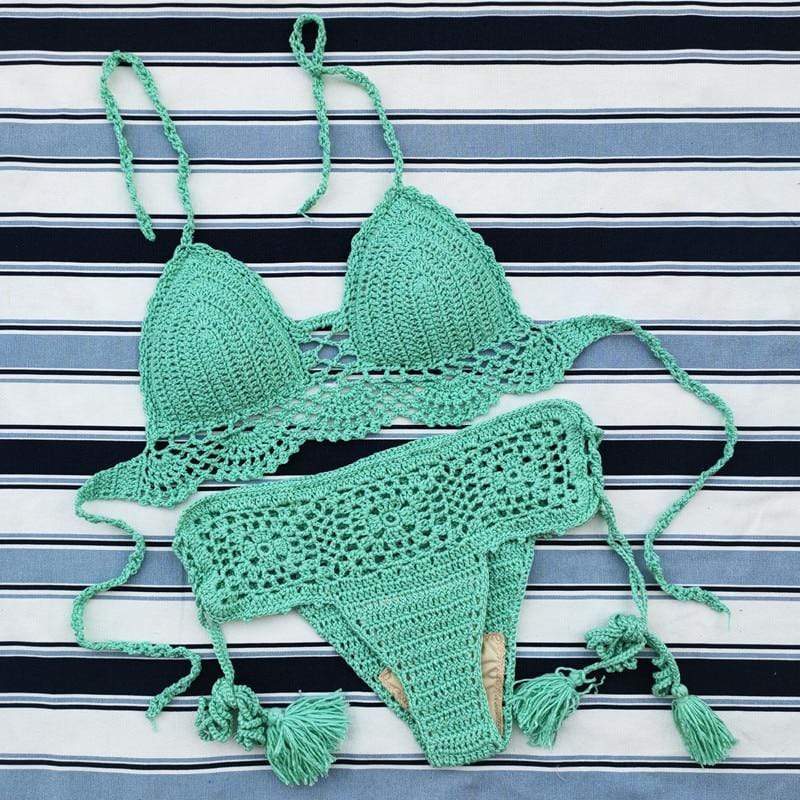 WickedAF Light Green / L Aster Handmade Bikini Set