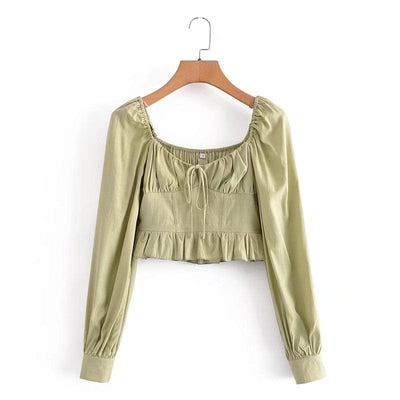 WickedAF Light Green / L Jalissa Cropped Blouse