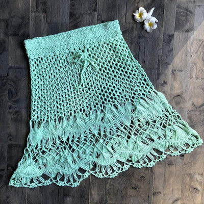 wickedafstore Light Green / One Size Hand Woven Boho Mini Skirt