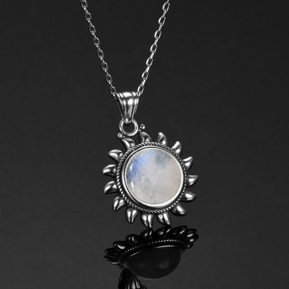 Majestic Sun Natural Moonstone Sterling Silver Necklace