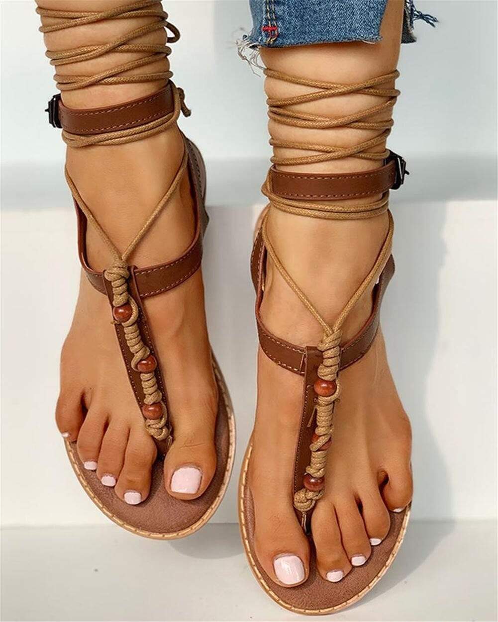 WickedAF Manuella Lace Up Sandals