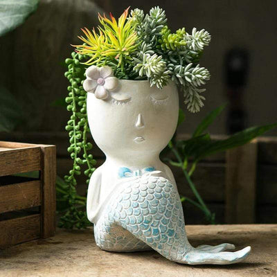 WickedAF Mermaid Figurine Planter Pot