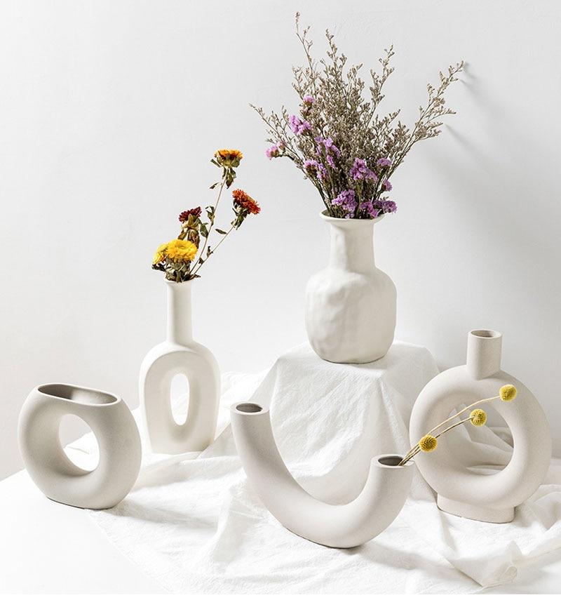 functional white ceramic vase for flowers and other stuff
