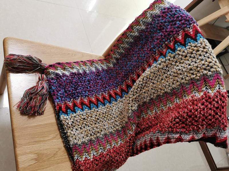 WickedAF Multicolored Knitted Poncho Cape