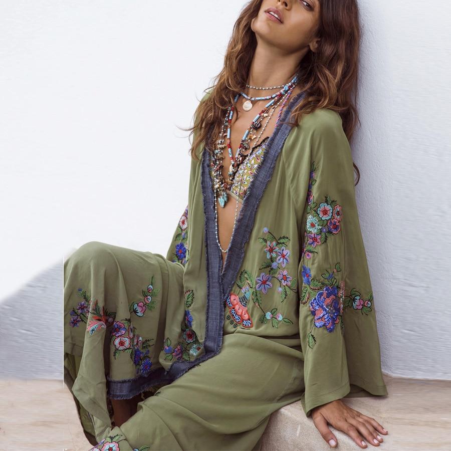 WickedAF National Style Embroidered Cover-Up Kimono