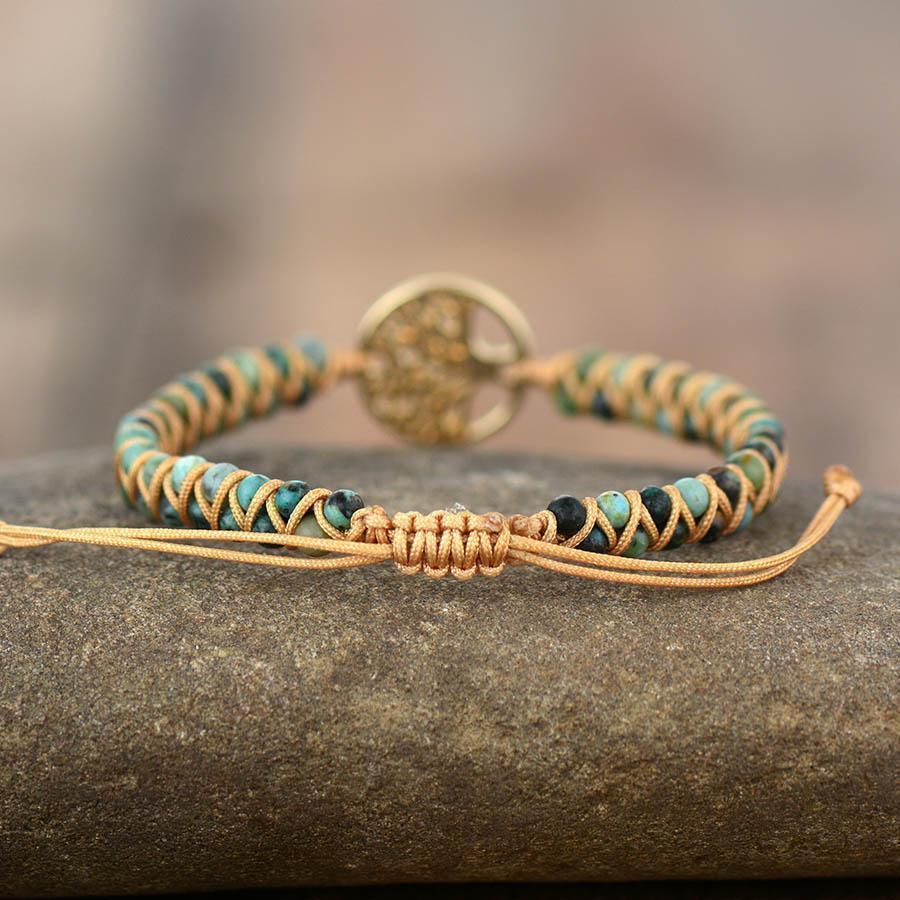 Natural African Turquoise & Tree of Life Bracelet - wickedafstore