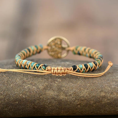 Natural African Turquoise & Tree of Life Bracelet