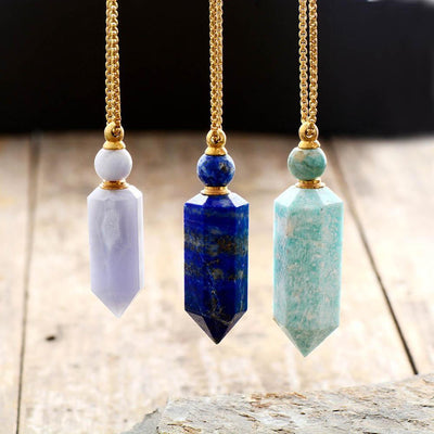 Natural Crystal Perfume Bottle Necklace