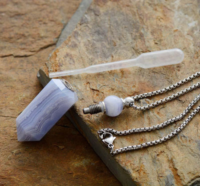 Natural Crystal Perfume Bottle Necklace