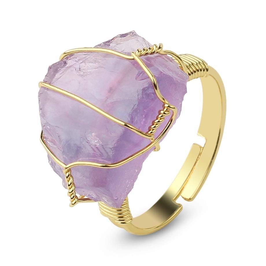 WickedAF Natural Crystal Wire Wrapped Ring