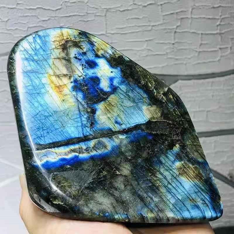 WickedAF Natural Labradorite Stone in Blue and Yellow Flash
