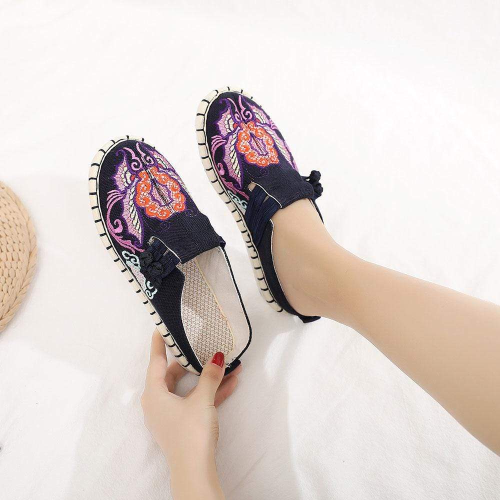 WickedAF Navy / 6.5 Butterfly Embroidered Espadrilles