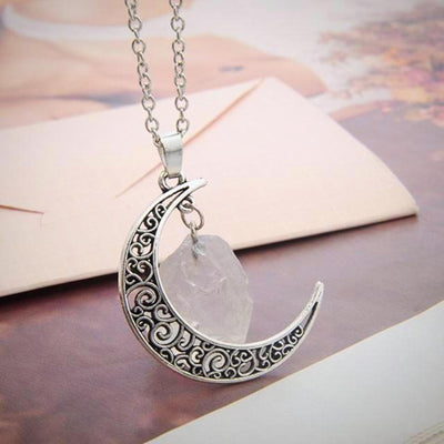 WickedAF Necklace Clear Quartz Moon & Crystal Necklace