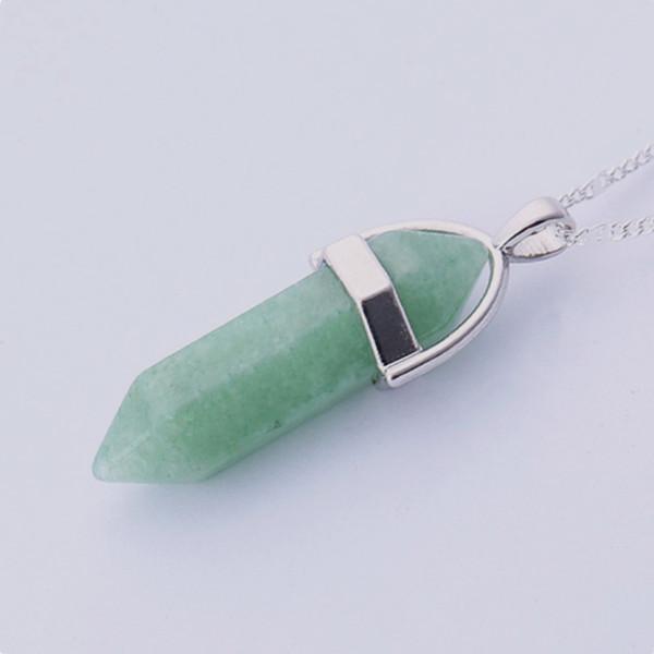WickedAF Necklace Emerald Stone Natural Crystal Link Chain Necklace