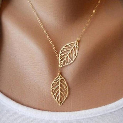 Double Leaf Pendant Necklace