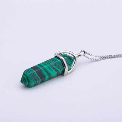 WickedAF Necklace Malachite Natural Crystal Link Chain Necklace