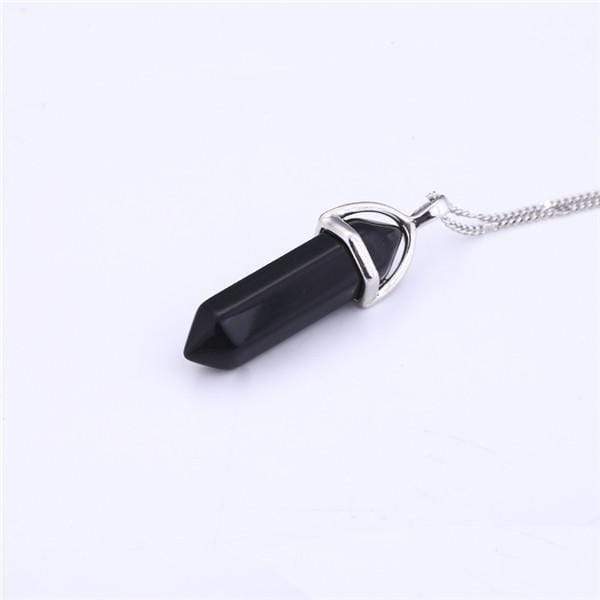 WickedAF Necklace Obsidian Natural Crystal Link Chain Necklace