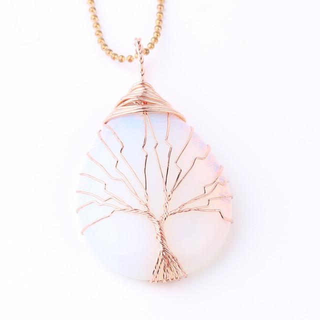 WickedAF necklace Opal Tree Of Life Wire Wrapped Crystal Necklace