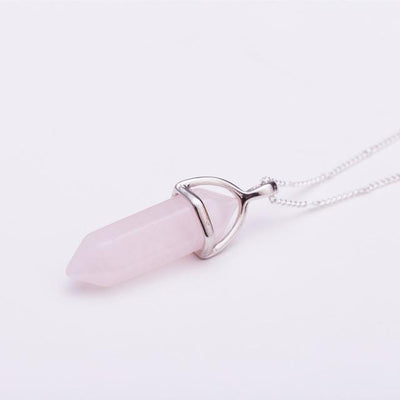 WickedAF Necklace Pink Stone Natural Crystal Link Chain Necklace