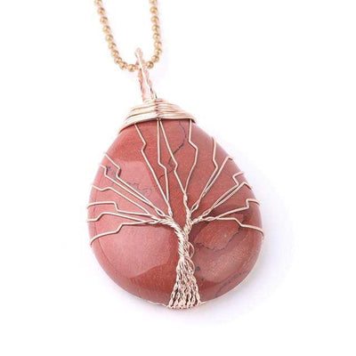 WickedAF necklace Red Jasper Tree Of Life Wire Wrapped Crystal Necklace