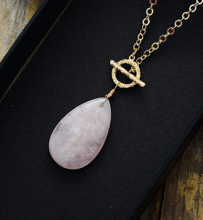 WickedAF Necklace Rose Quartz Teardrop Pendant