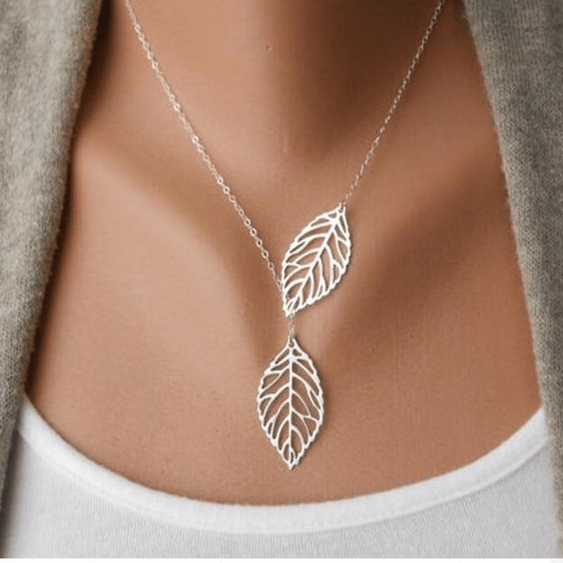 Double Leaf Pendant Necklace