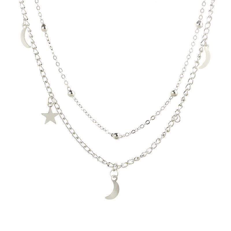 Star & Moon Multi Layer Necklace - wickedafstore