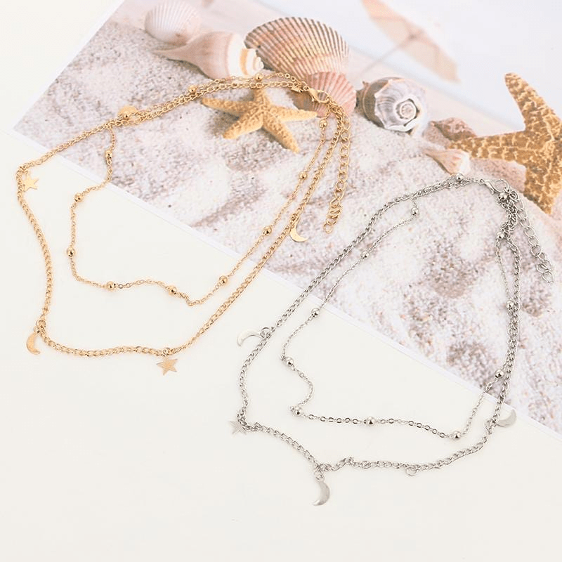 Star & Moon Multi Layer Necklace - wickedafstore
