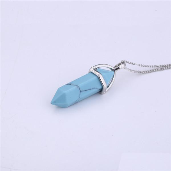 WickedAF Necklace Turquoise Natural Crystal Link Chain Necklace