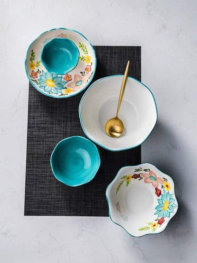 wickedafstore Nordic Style Floral Plates Set
