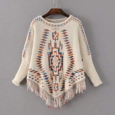 WickedAF One Size / Beige Avery Knitted Poncho