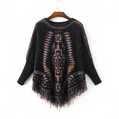 WickedAF One Size / Blue Avery Knitted Poncho