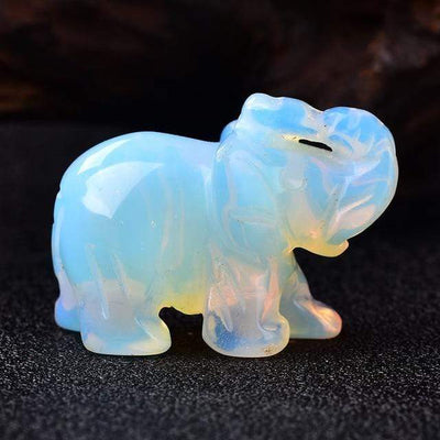 WickedAF Opal Natural Crystal Elephant Figurine